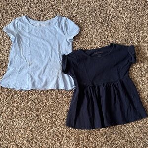 Lilly Pulitzer Girls Short Sleeve Peplum Tops in Light Blue and Navy (Set of 2)